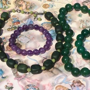 16” NECKLACE JADE STONE SILVER CLASP 92  EPLC